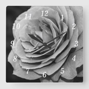 Horloge Carrée Rose noire et blanche