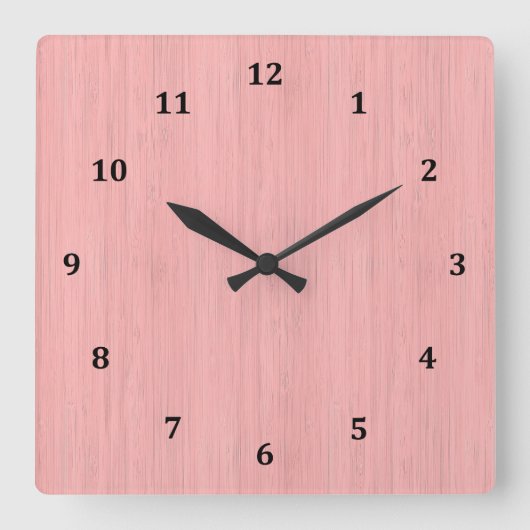 Horloge Carrée Rose Quartz Bamboo Bois Grain Look (Recto)