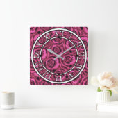 Horloge Carrée Rose rose (Maison)