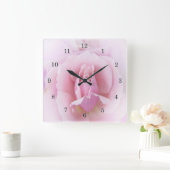 Horloge Carrée Rose rose pastel (Maison)