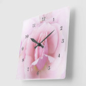 Horloge Carrée Rose rose pastel (Angle)