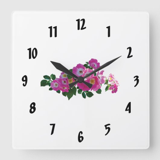 Horloge Carrée Rose rose Rambler (Recto)