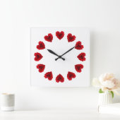Horloge Carrée Rose rouge (Maison)