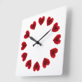 Horloge Carrée Rose rouge (Angle)