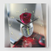 Horloge Carrée Rose rouge foncé (Recto)