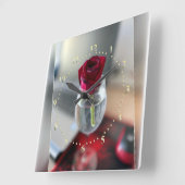 Horloge Carrée Rose rouge foncé (Angle)
