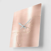 Horloge Carrée Rose Skinny Crystals Frozen Glass Infinity Copper (Angle)