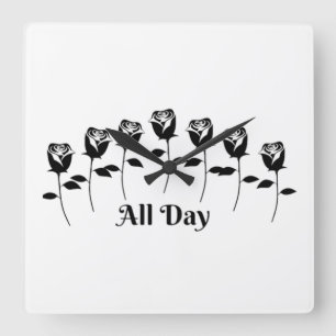 HORLOGE CARRÉE ROSE TOUTE LA JOURNÉE