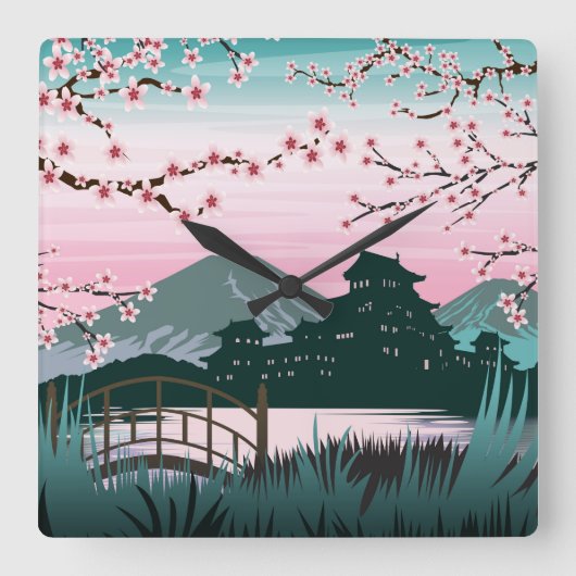 Horloge Carrée Rose vif (Recto)