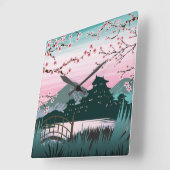 Horloge Carrée Rose vif (Angle)