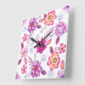 Horloge Carrée Rose violet (Angle)