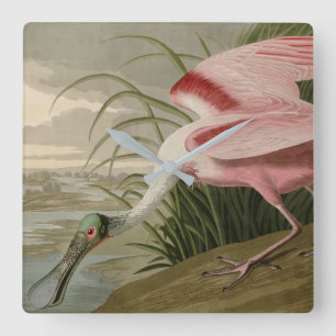 Horloge Carrée Roseate Spoonbill from Audubon's Birds of America