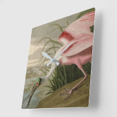 Horloge Carrée Roseate Spoonbill from Audubon's Birds of America (Angle)