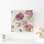 Horloge Carrée Roses français Pastel Pink (Maison)