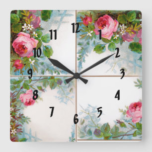 HORLOGE CARRÉE ROSES & JASMINES MONOGRAMME