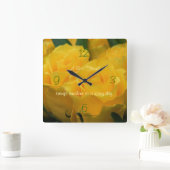 Horloge Carrée Roses jaunes Horloge-personnalisez à votre façon (Maison)