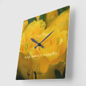 Horloge Carrée Roses jaunes Horloge-personnalisez à votre façon (Angle)