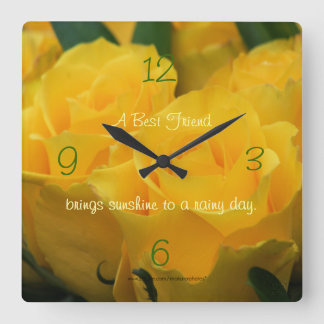 Horloge Carrée Roses jaunes Horloge-personnalisez à votre façon