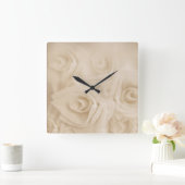 Horloge Carrée Roses papier Sepia (Maison)