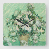 Horloge Carrée Roses par Vincent Van Gogh (Recto)