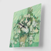Horloge Carrée Roses par Vincent Van Gogh (Angle)