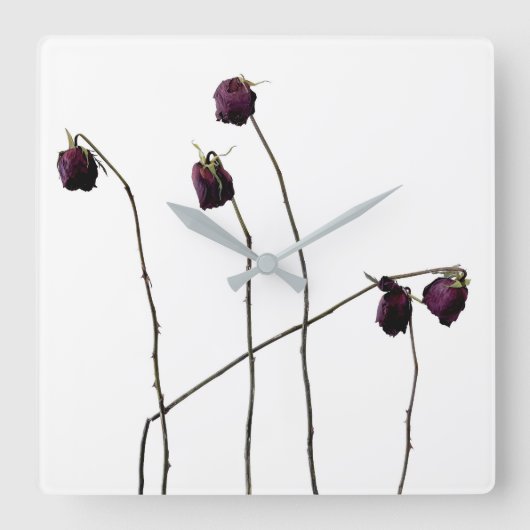 Horloge Carrée Roses Rouges (Recto)