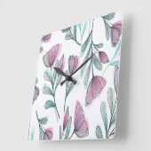 Horloge Carrée Roses violets (Angle)