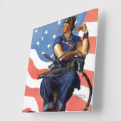 Horloge Carrée Rosie la riveteuse (Angle)