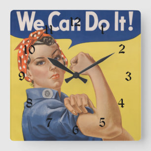 Horloge Carrée Rosie la riveteuse : Femmes fortes, l'autonomisati