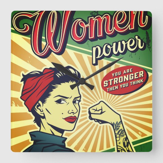 Horloge Carrée Rosie The Riveter Large Clock (Recto)