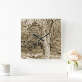 Horloge Carrée Roue vintage (Maison)