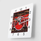 Horloge Carrée Roues de train à vapeur vintage (Angle)