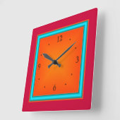 Horloge Carrée Rouge/Aqua/Orange>Horloge murale (Angle)