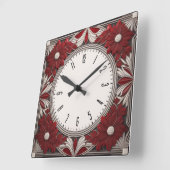 Horloge Carrée rouge Art déco (Angle)