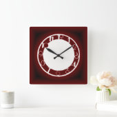 Horloge Carrée rouge Art déco (Maison)