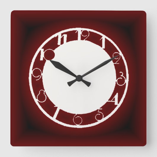 Horloge Carrée rouge Art déco (Recto)