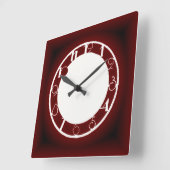 Horloge Carrée rouge Art déco (Angle)