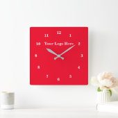 Horloge Carrée Rouge blanc - Personnalisable - Ajouter votre logo (Maison)