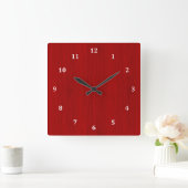 Horloge Carrée Rouge de marron Bambou en bois look (Maison)