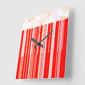 Horloge Carrée Rouge et blanc rustique (Angle)