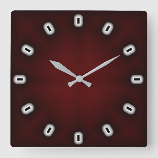 Horloge Carrée Rouge foncé moderne (Recto)