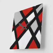 Horloge Carrée Rouge gris noir blanc géométrique (Angle)