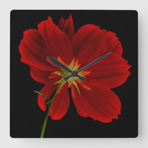 Horloge Carrée Rougeoyer dans l'obscurité/photographie rouge de