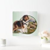 Horloge Carrée Rough Collie Keeper of the Sheep (Maison)