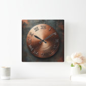 Horloge Carrée round old copper plate (Maison)