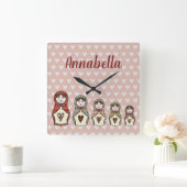 Horloge Carrée Roussian Nesting Matryoshka Doll (Maison)