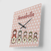 Horloge Carrée Roussian Nesting Matryoshka Doll (Angle)