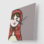 Horloge Carrée Roussian Nesting Matryoshka Doll (Angle)