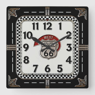 Horloge Carrée Route66 Rockabilly