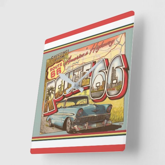 Horloge Carrée Route 66 (Angle)